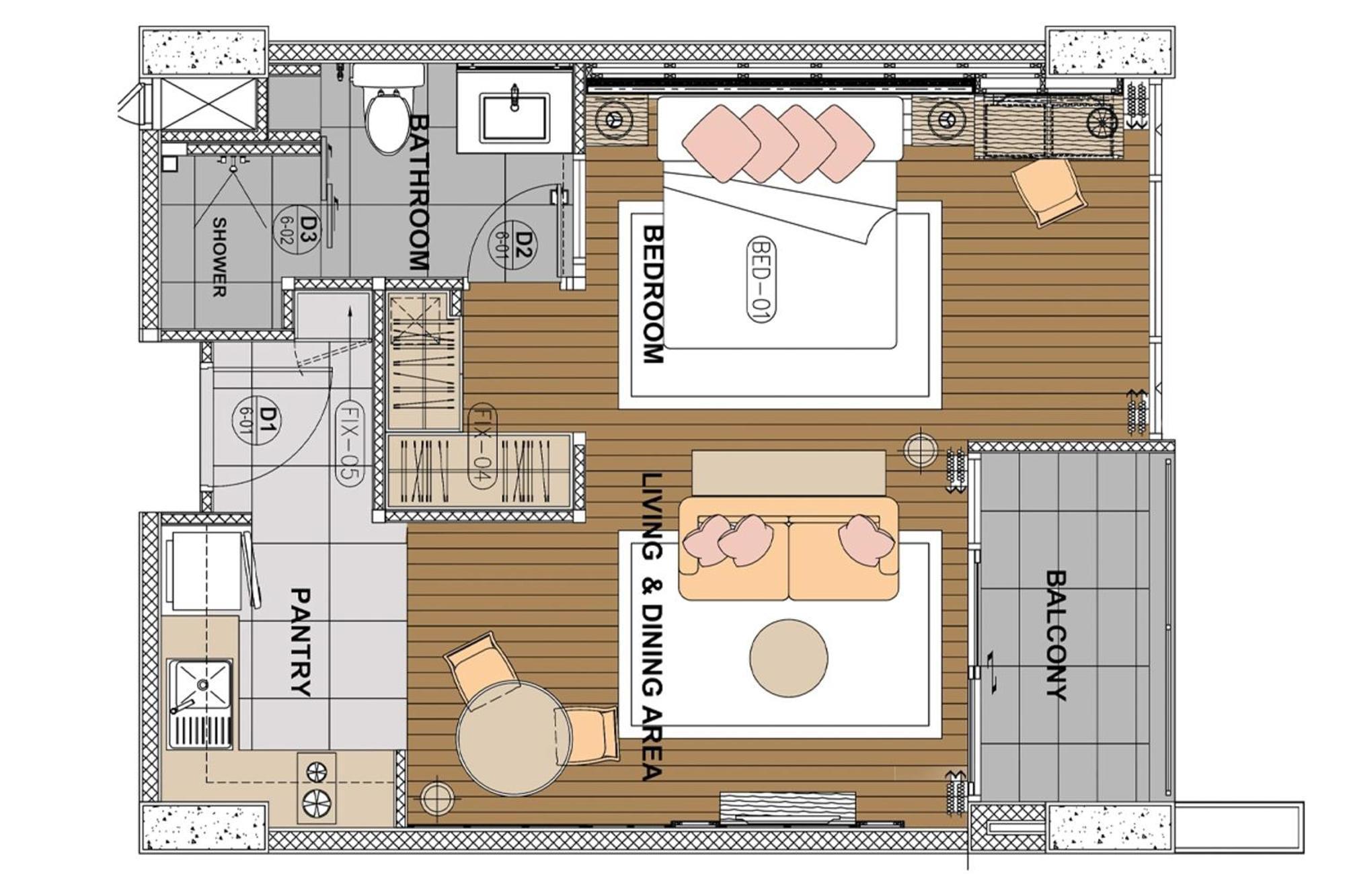 The Park Nine Hotel Suvarnabhumi Bangkok Pokoj fotografie A floor plan of a typical condominium unit