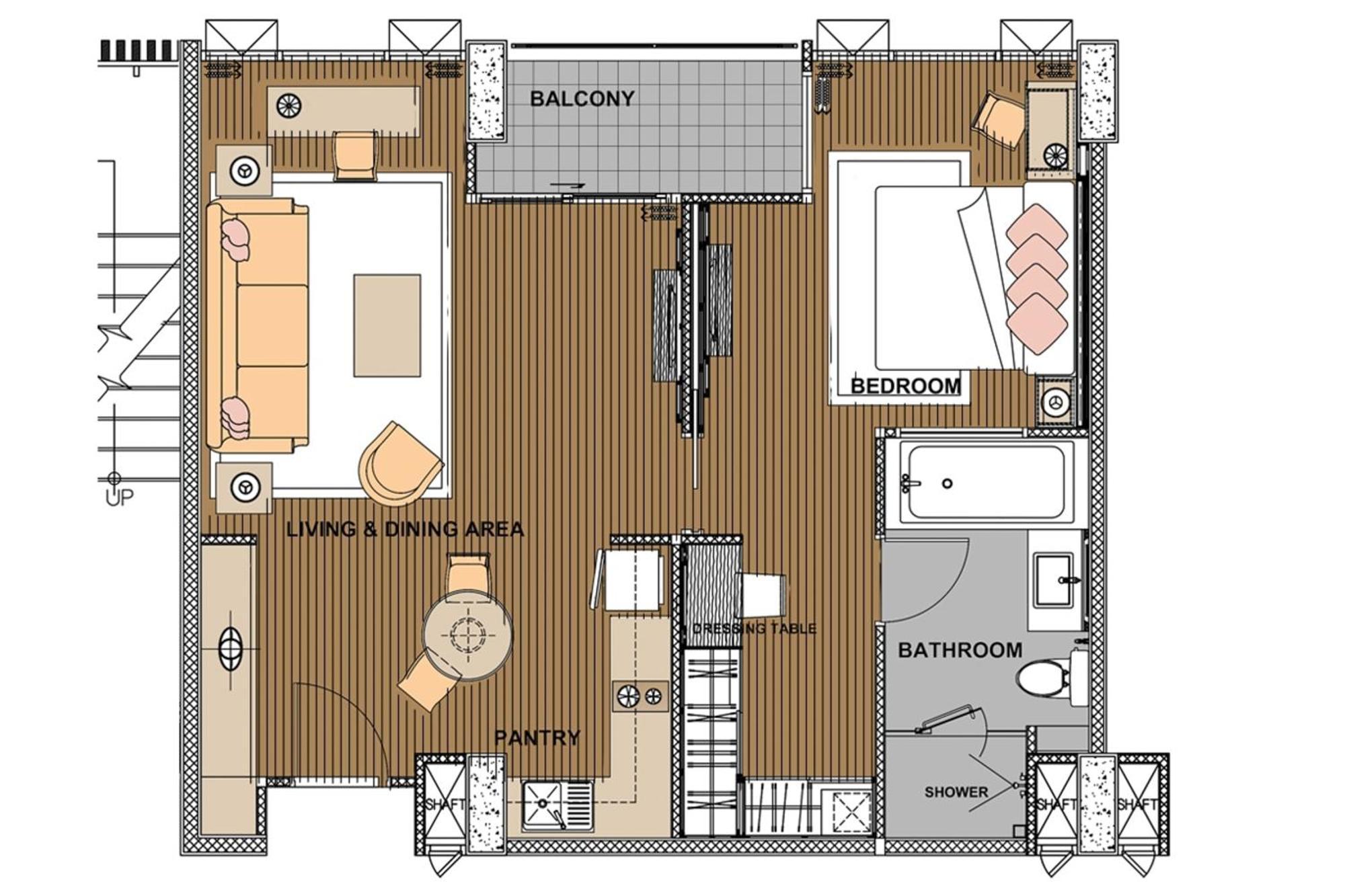 The Park Nine Hotel Suvarnabhumi Bangkok Pokoj fotografie A floor plan of a typical apartment